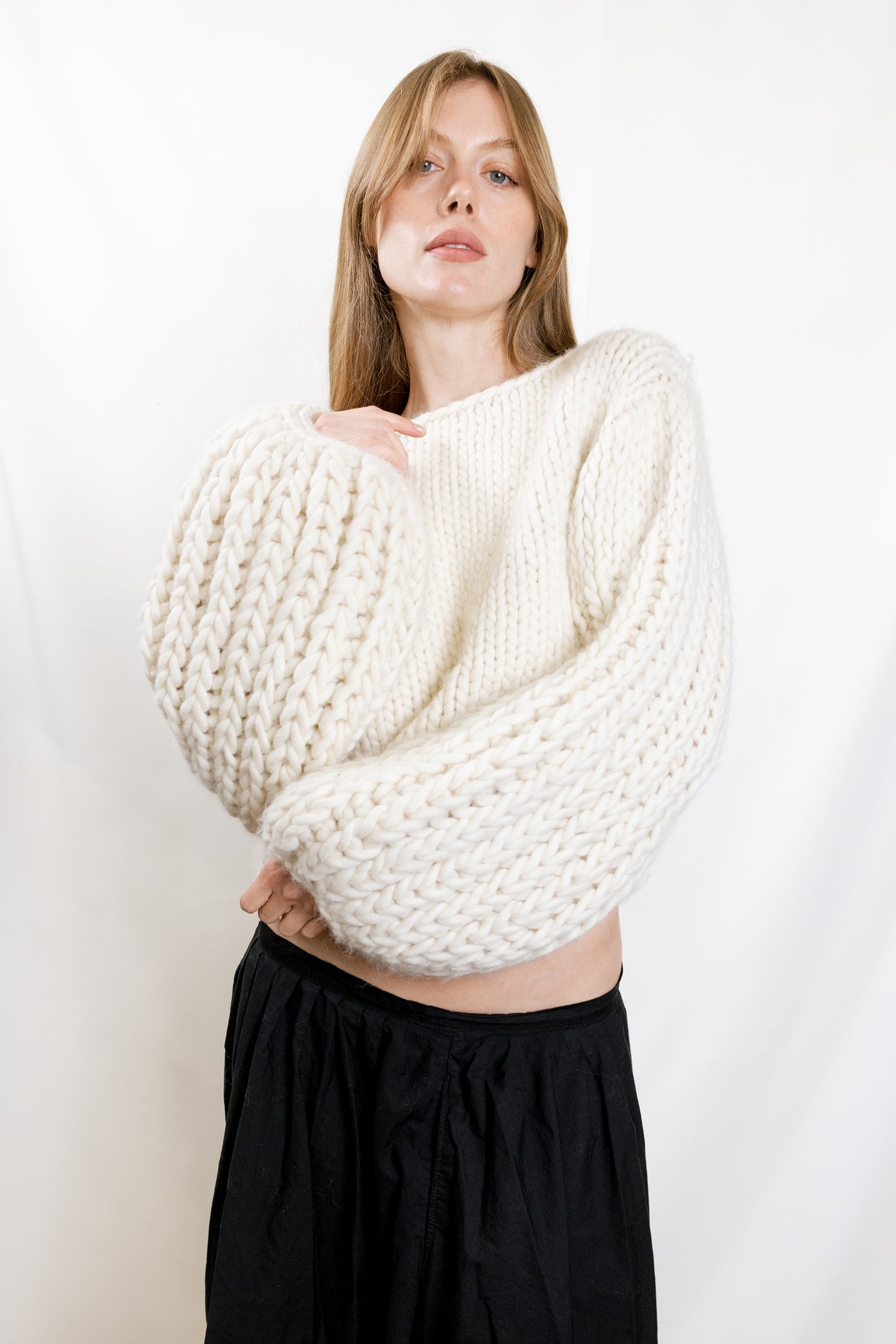 Groovy Sweater in Merino Wool / White